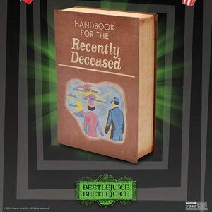 Beetlejuice Handbook for the Recently Deceased Tin Popcorn Bucket Book NEW AMC